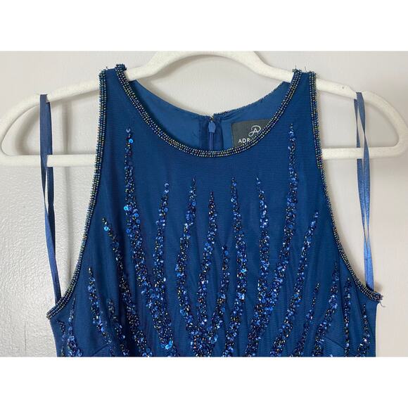 ADRIANNA PAPELL DRESS 8 BLUE COCKTAIL PARTY FESTIVE HOLIDAYS - Picture 5 of 16